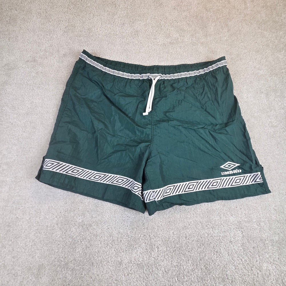 Vintage Umbro Mens Green Nylon Soccer Shorts Made in USA Size M
